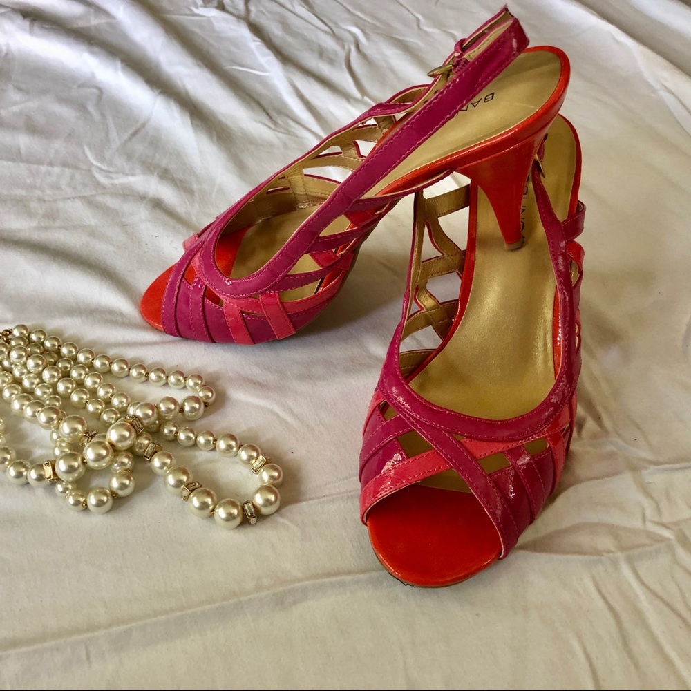 Bandolino Pink and Orange Strappy Heels Sz 11